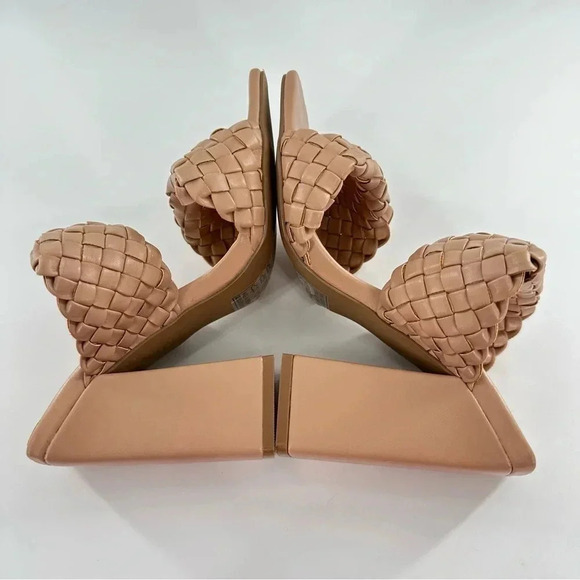 New Quipid womens heels size 5.5 36.5 taupe faux leather braided chunky - Picture 4 of 11